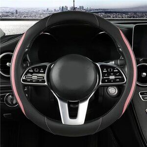 Car Steering Wheel Cover, Leather Steering Wheel Cover Pink Universal 14.5-15